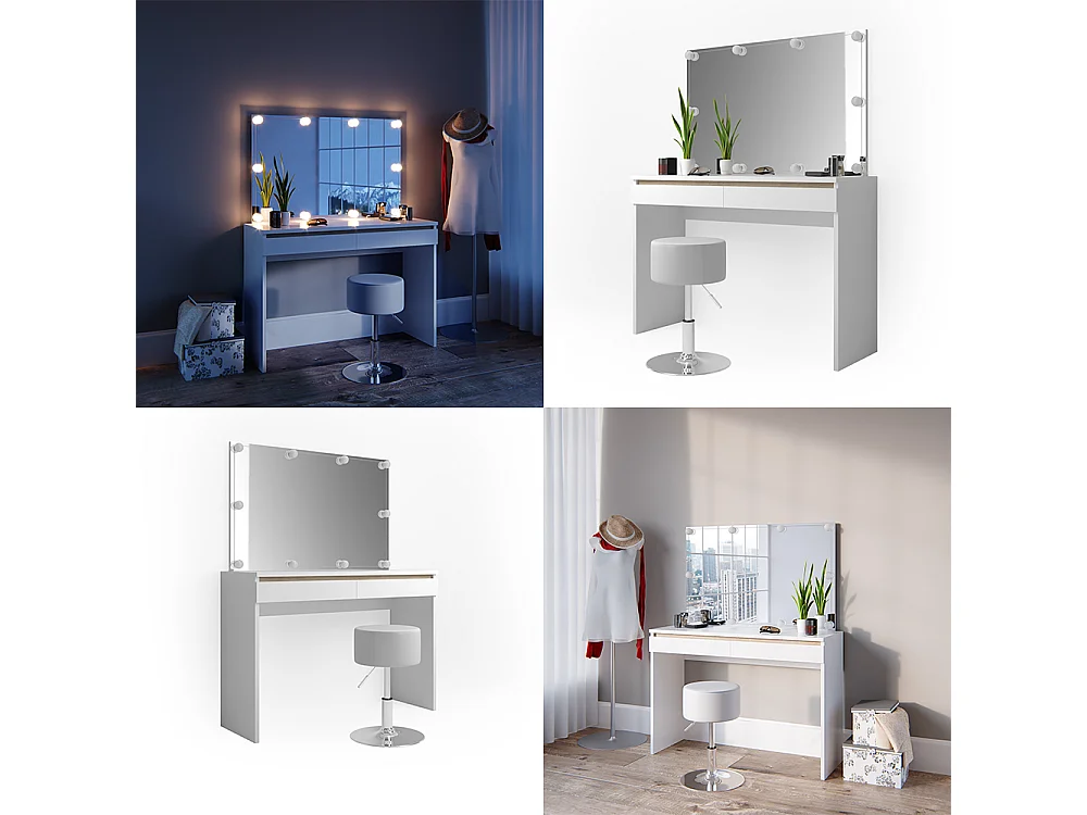 Coiffeuse blanc 120x41.8x83 emma