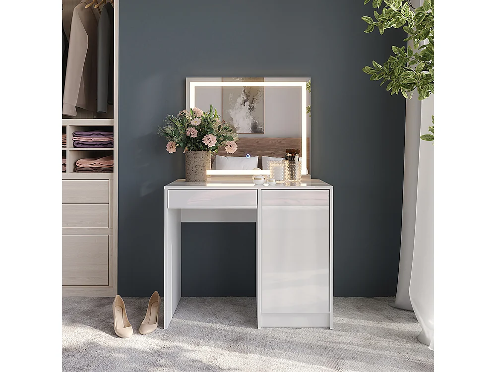 Coiffeuse blanc/blanc brillant 89.8x50.1x76 sherry