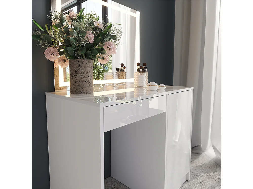 Coiffeuse blanc/blanc brillant 89.8x50.1x76 sherry