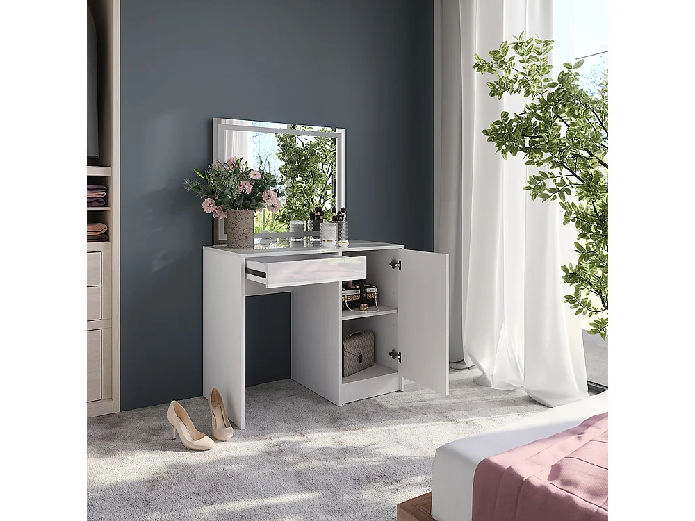 Coiffeuse blanc/blanc brillant 89.8x50.1x76 sherry