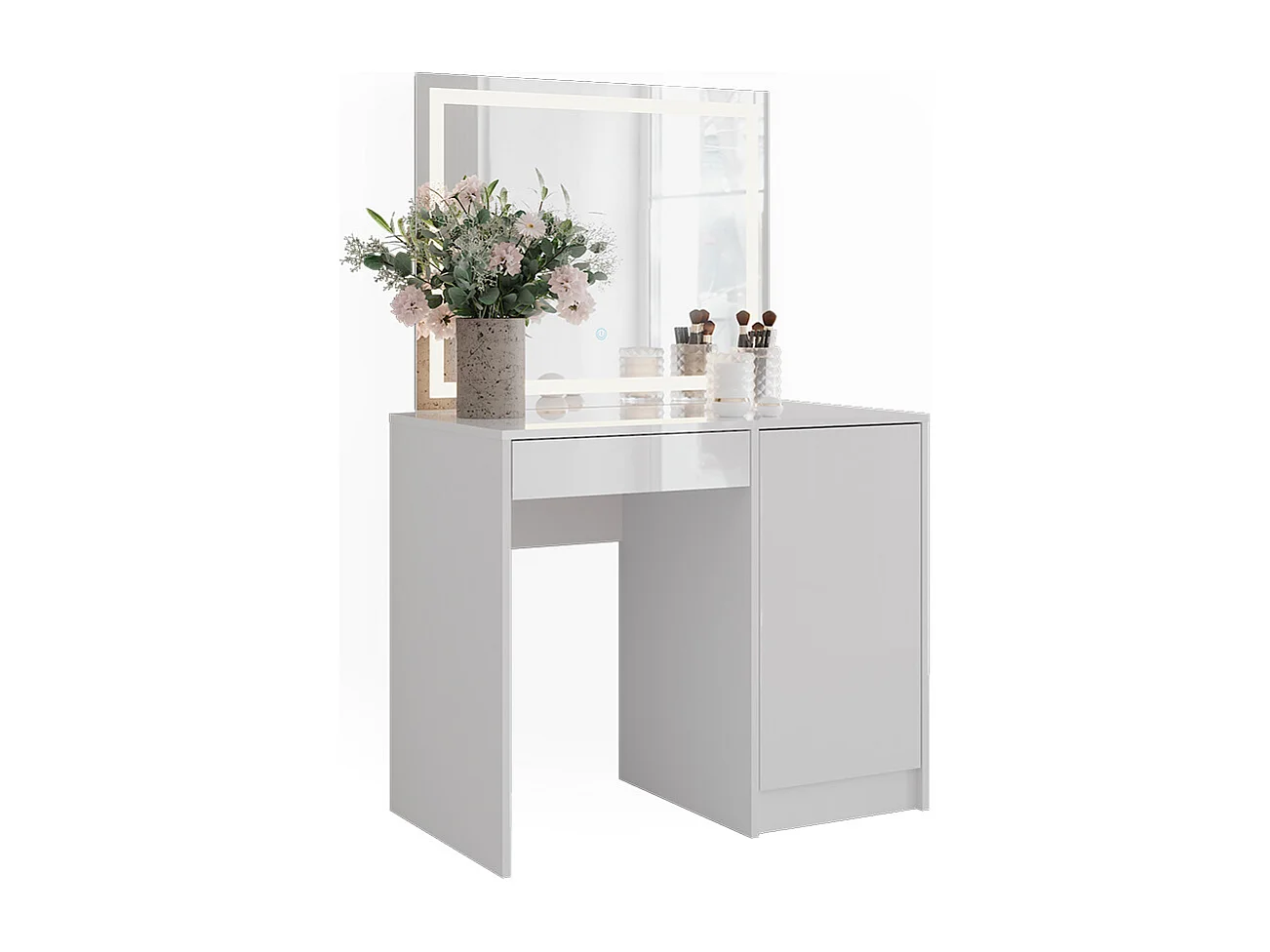 Schminktisch weiß/weiß hochglanz 89.8x50.1x76 sherry