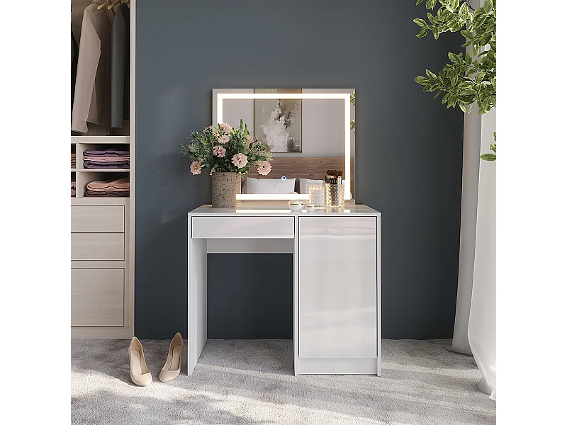 Kaptafel met licht wit/wit hoogglans 89.8x50.1x76 sherry