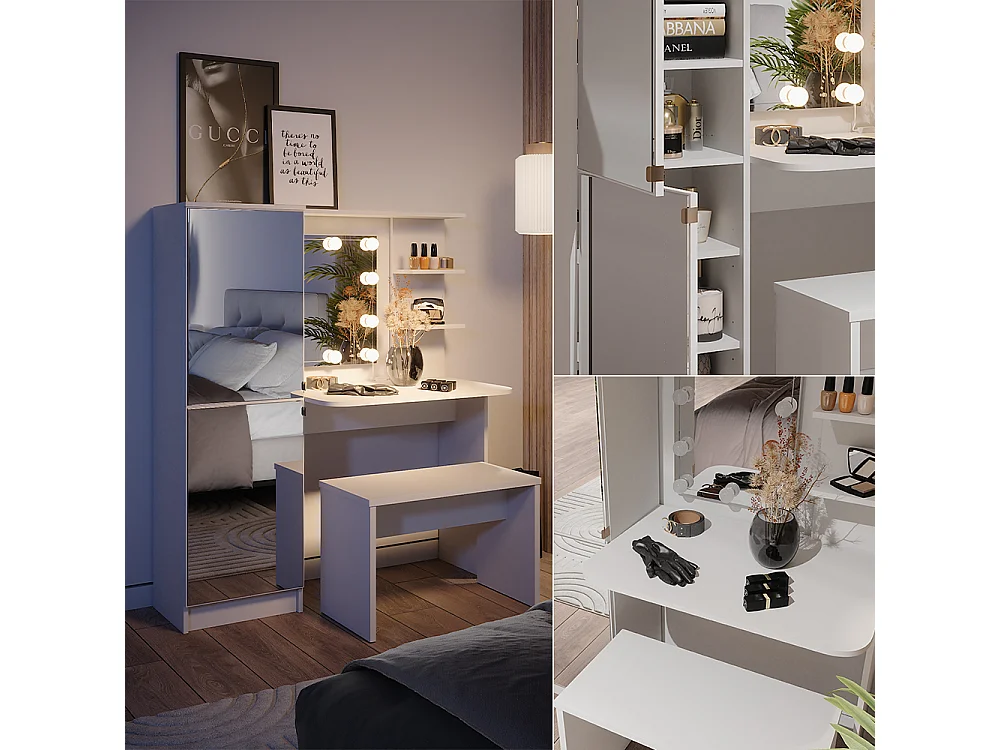 coiffeuse  blanc 123x33x141.2 jasmin