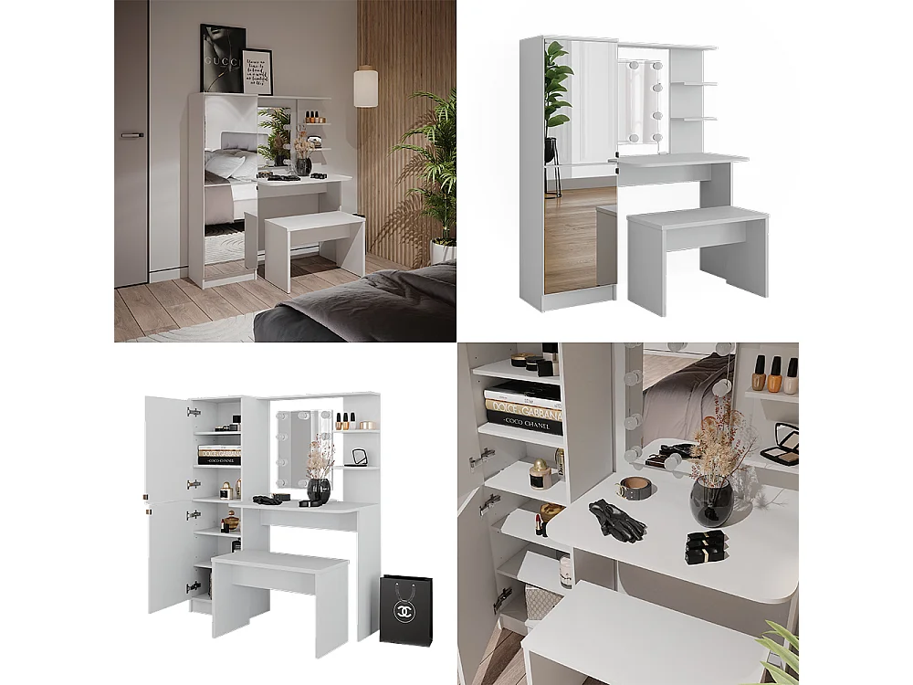 coiffeuse  blanc 123x33x141.2 jasmin