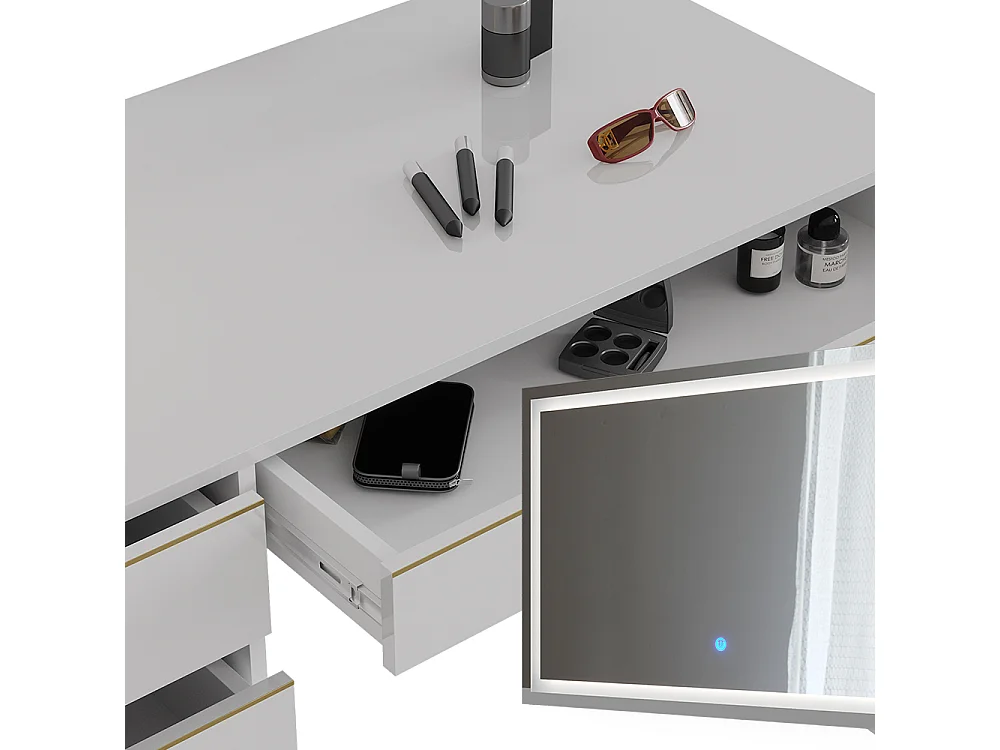 Tocador blanco/oro 120x55x75 sherry