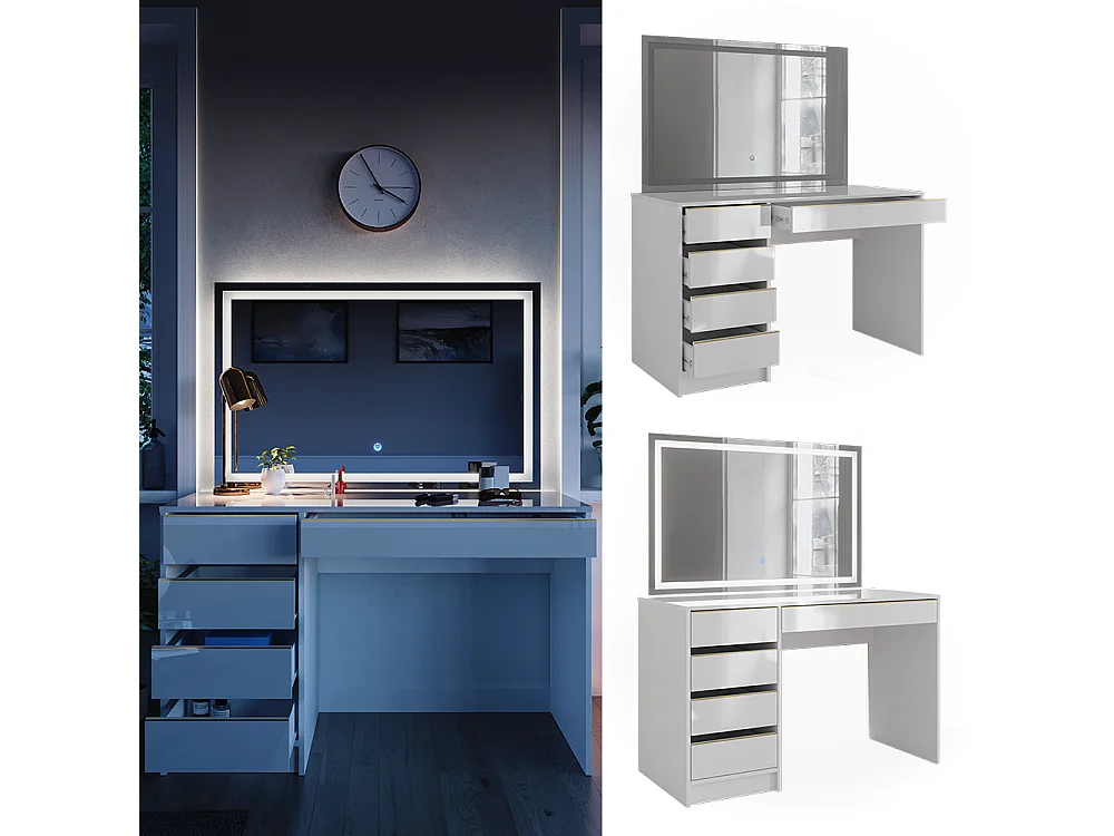 Coiffeuse blanc/or 120x55x75 sherry