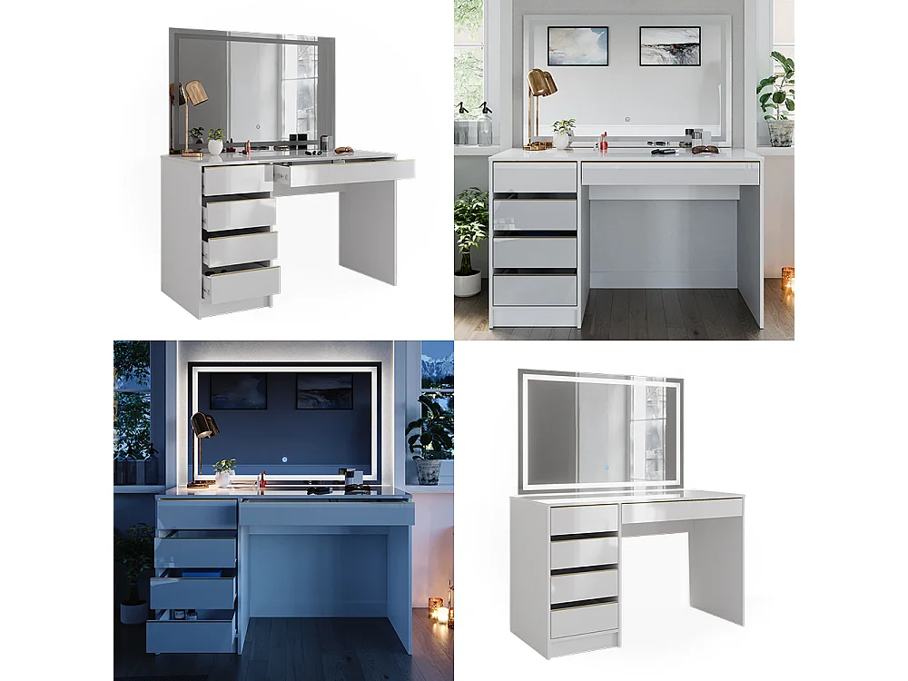 Coiffeuse blanc/or 120x55x75 sherry