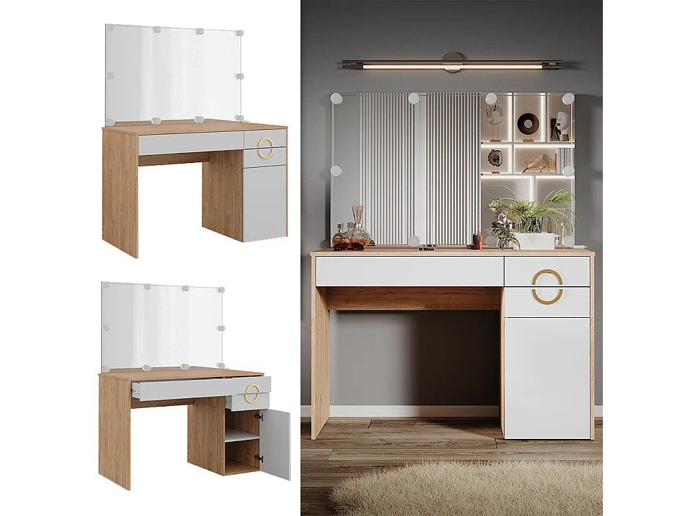 Coiffeuse rockford hickory naturel 115x55x76.4 adela