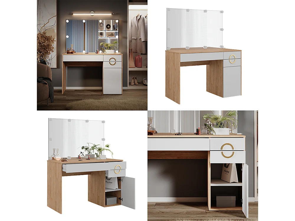 Coiffeuse rockford hickory naturel 115x55x76.4 adela