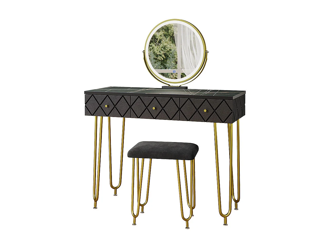 Stół do toalety czarny 100x40x79.5 mirabell