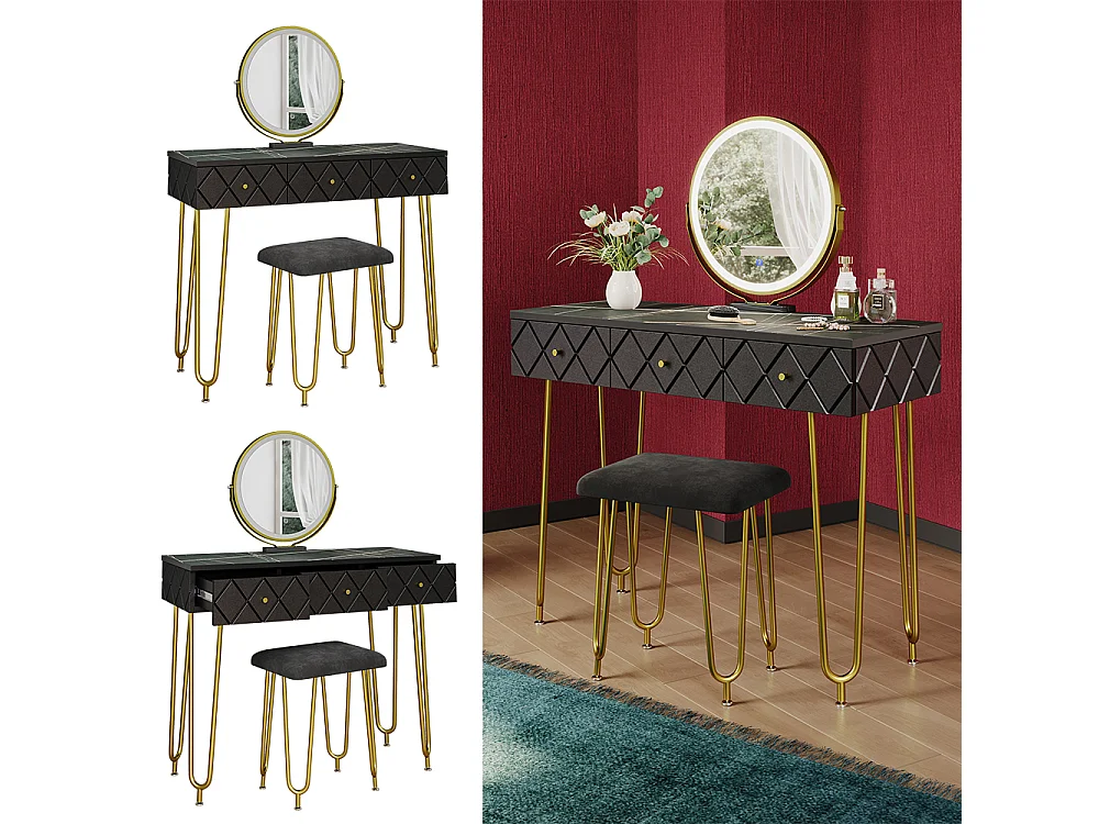 Stół do toalety czarny 100x40x79.5 mirabell