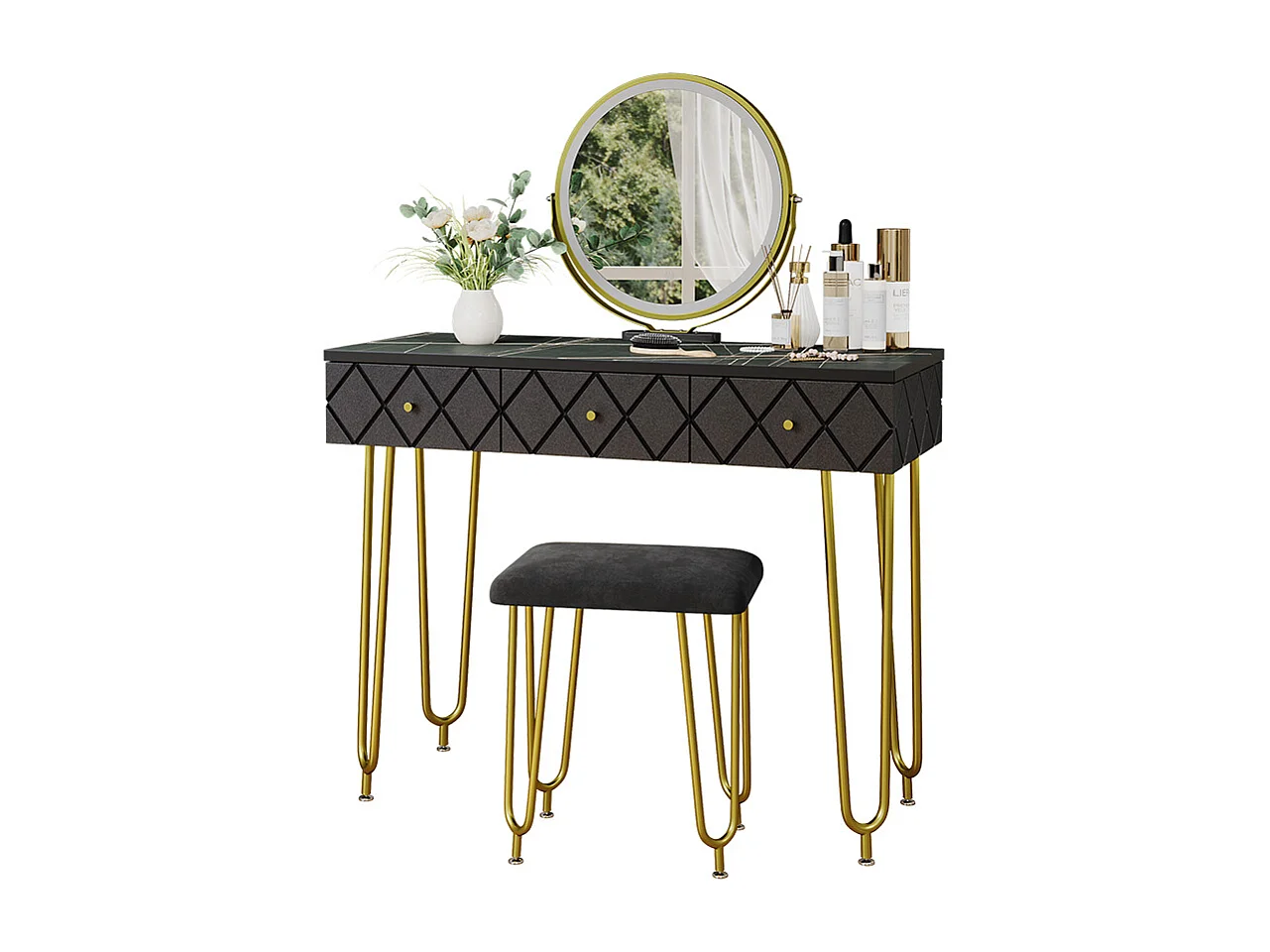 Stół do toalety czarny 100x40x79.5 mirabell