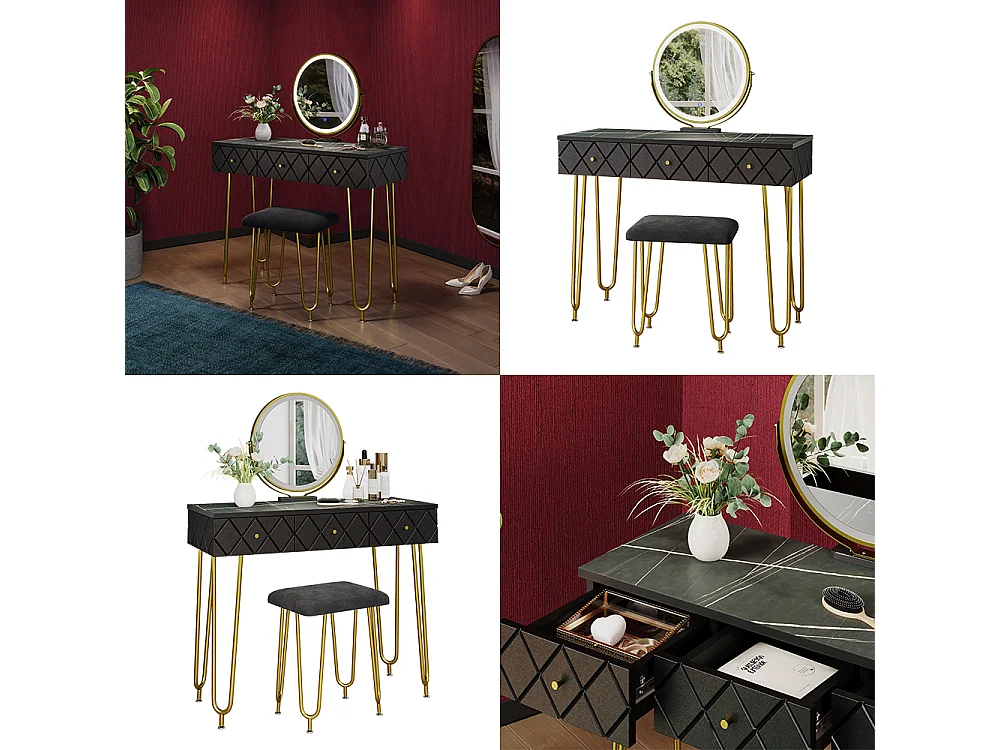 Stół do toalety czarny 100x40x79.5 mirabell