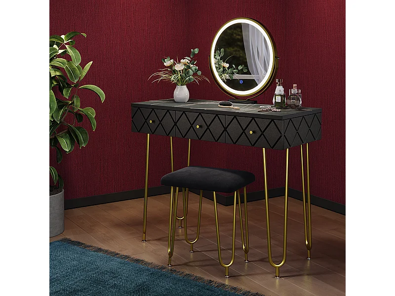 Coiffeuse noir 100x40x79.5 mirabell