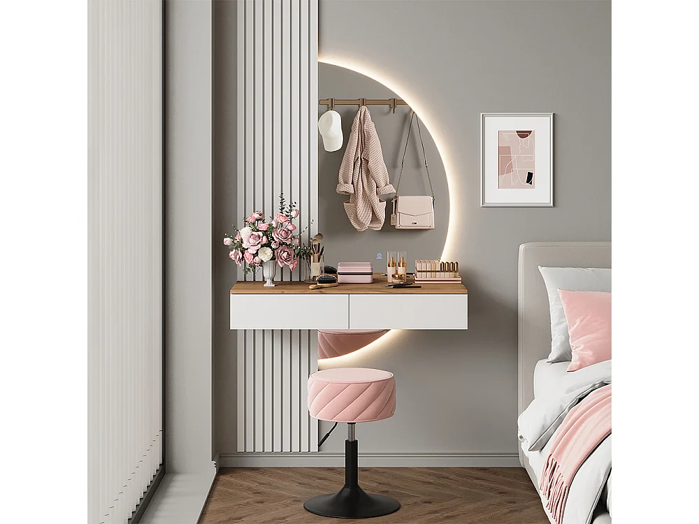 Makeupbord hvid/eg 100x40x205 melina