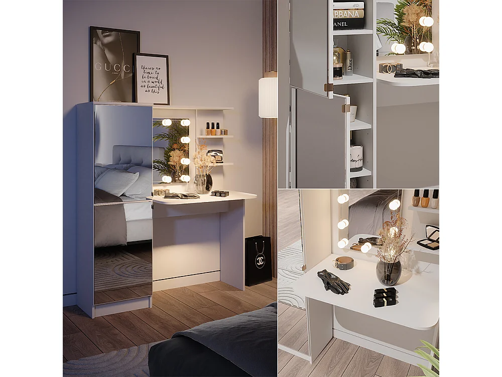 Coiffeuse blanc 123x33x141.2 jasmin