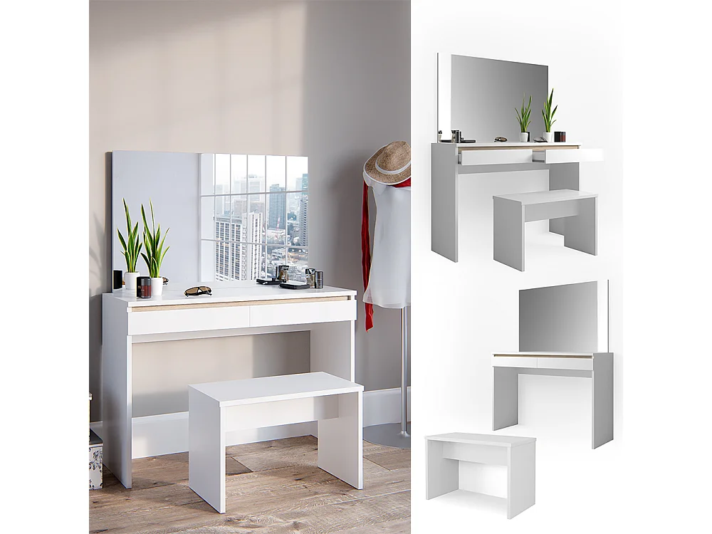 Coiffeuse blanc 120x41.8x83 emma