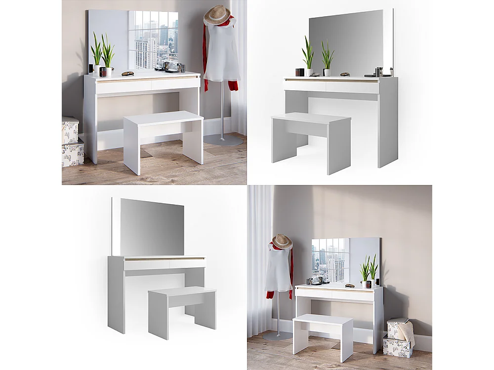 Coiffeuse blanc 120x41.8x83 emma