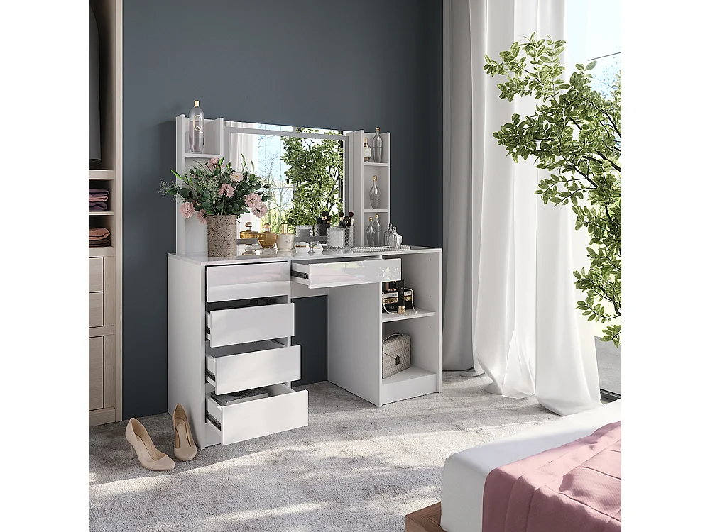 Kaptafel met licht wit/wit hoogglans 128.2x50.1x76 sherry