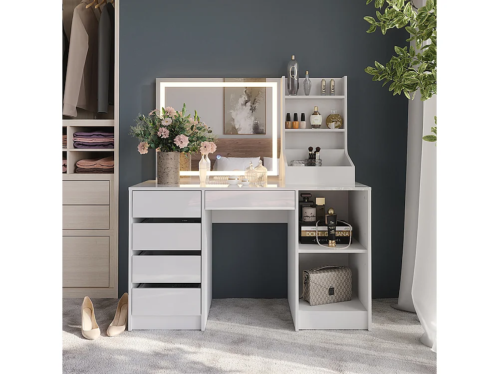 Vanity table white/white high gloss 128.2x50.1x76 sherry