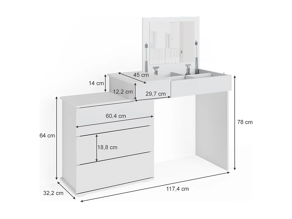 Coiffeuse blanc 117.4x45x78 lotos