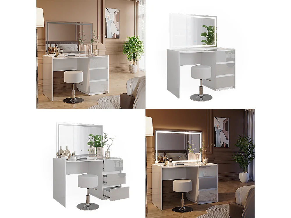 Tocador blanco alto brillo 120x60x78.6 marla