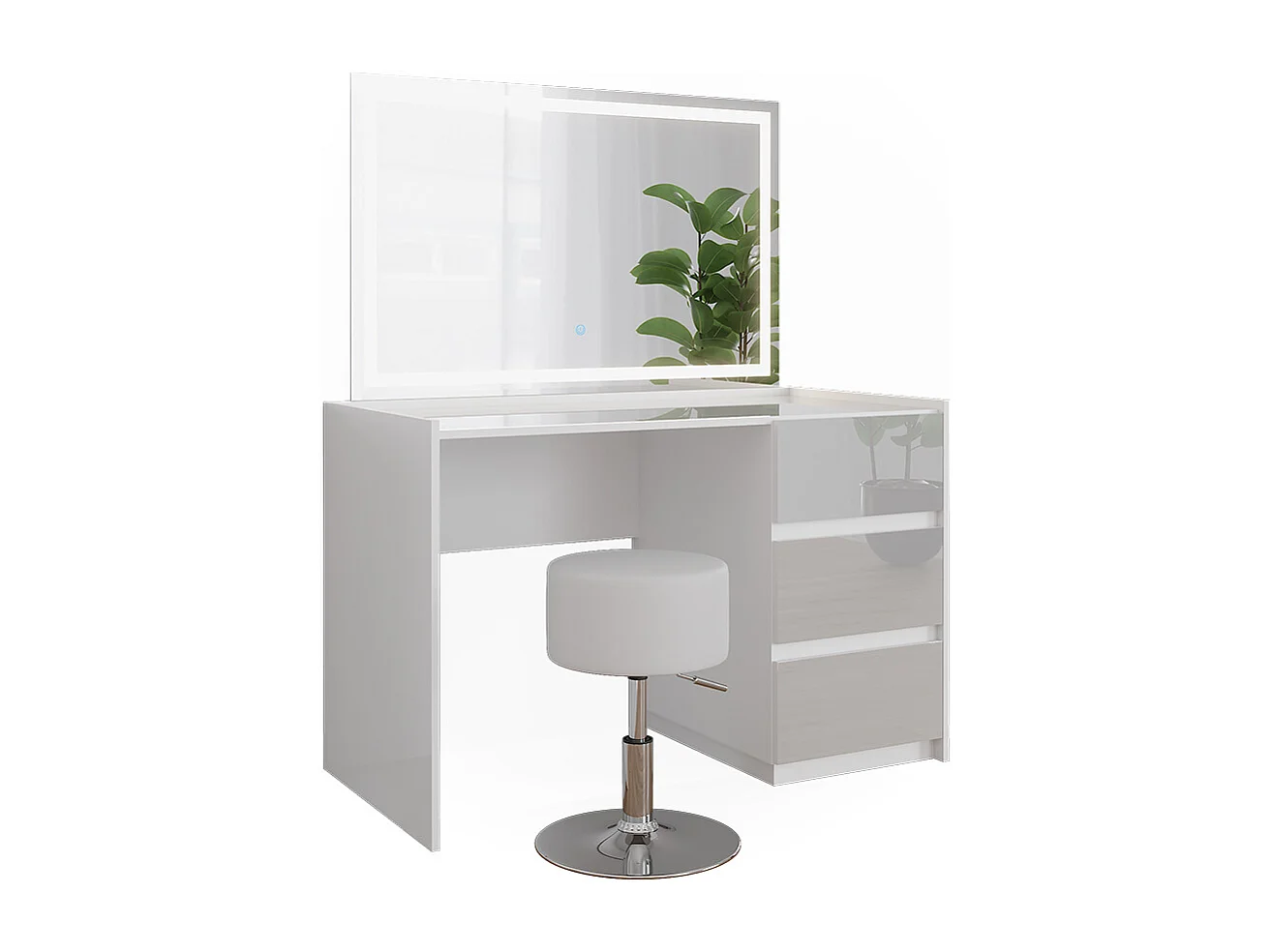 Dressing table white high gloss 120x60x78.6 marla