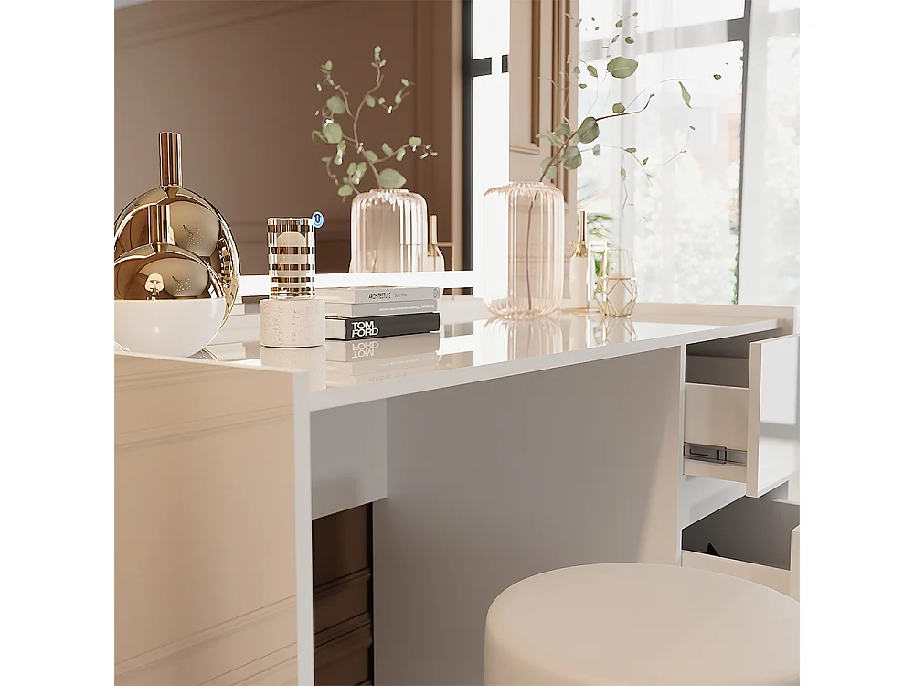 Dressing table white high gloss 120x60x78.6 marla