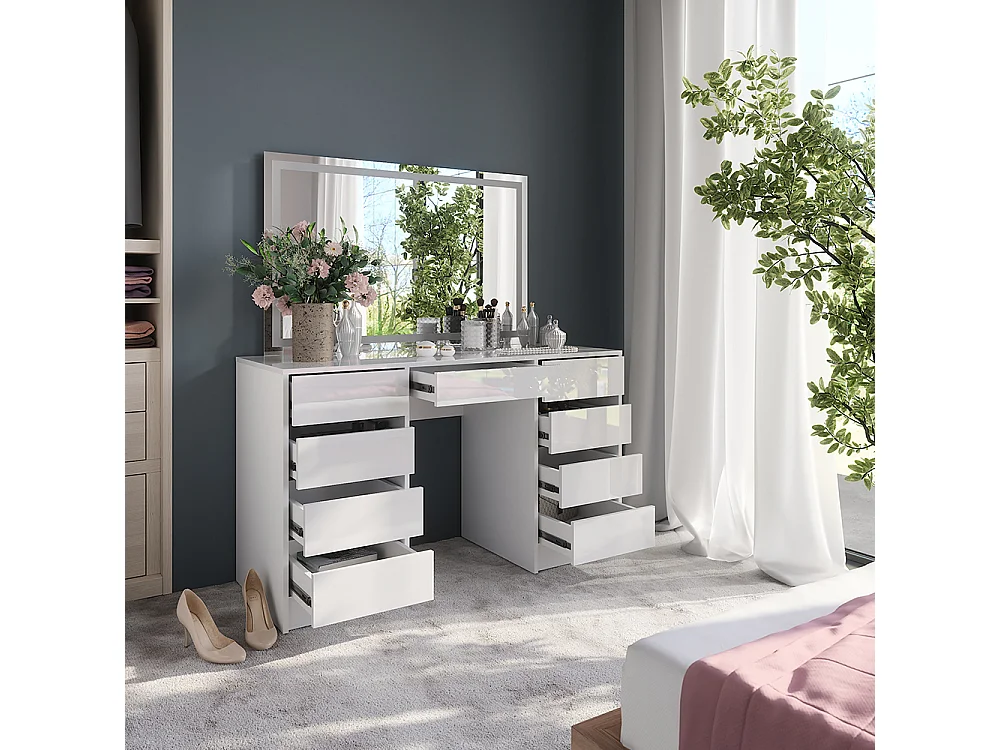 Vanity table white/white high gloss 128.2x50.1x76 sherry