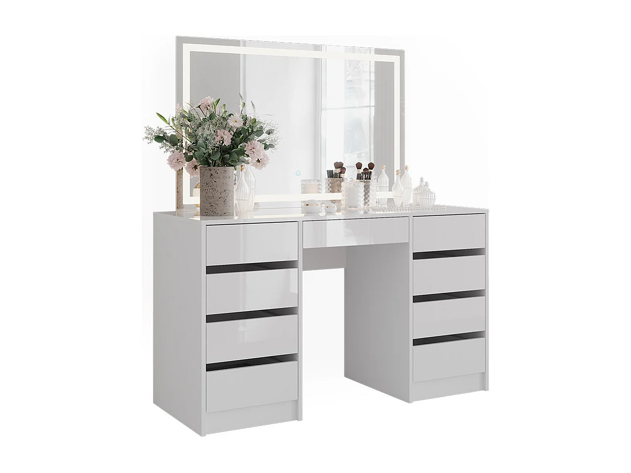 Vanity table white/white high gloss 128.2x50.1x76 sherry
