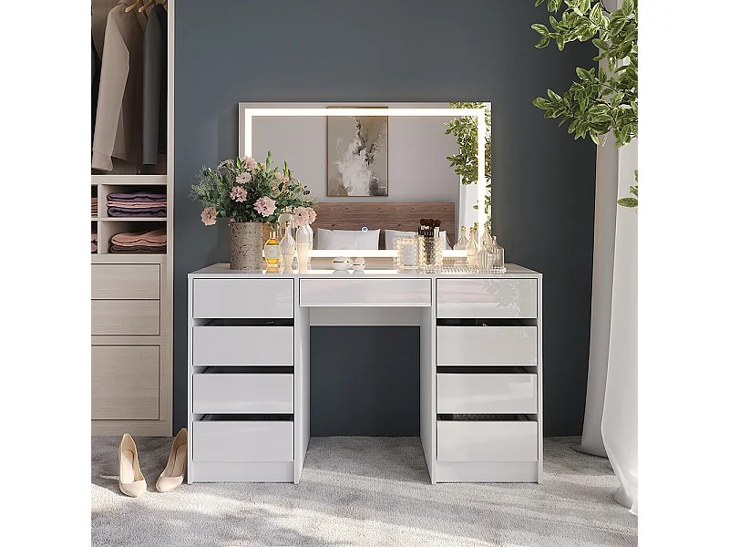 Kaptafel met licht wit/wit hoogglans 128.2x50.1x76 sherry