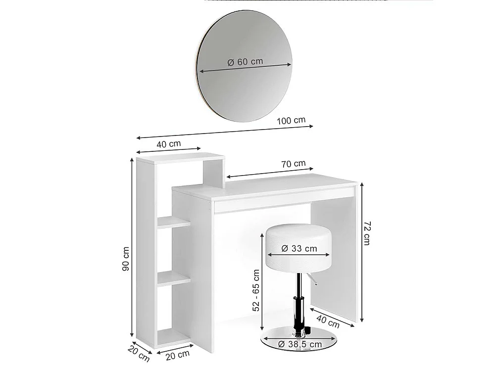 Tocador blanco 100x40x90 leo