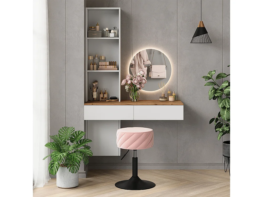 Tocador blanco/roble 100x40x155 melora