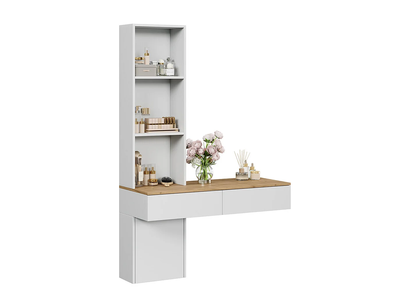 Makeupbord hvid/eg 100x40x155 melora