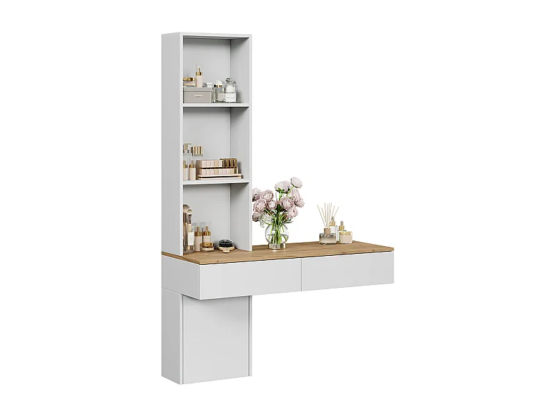 Schminktisch weiß/eiche 100x40x155 melora