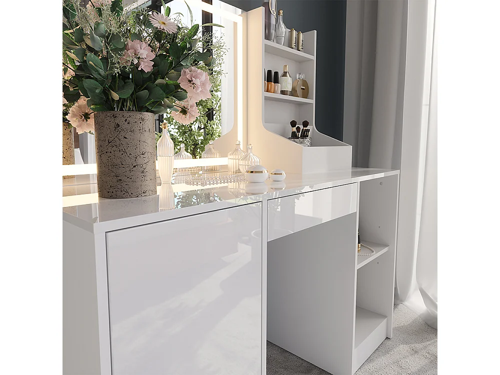 Vanity table white/white high gloss 128.2x50.1x76 sherry