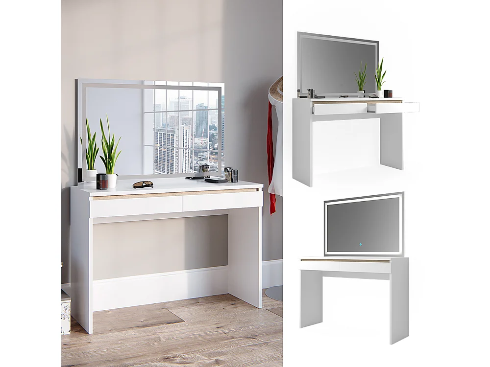 Coiffeuse blanc 120x41.8x83 emma