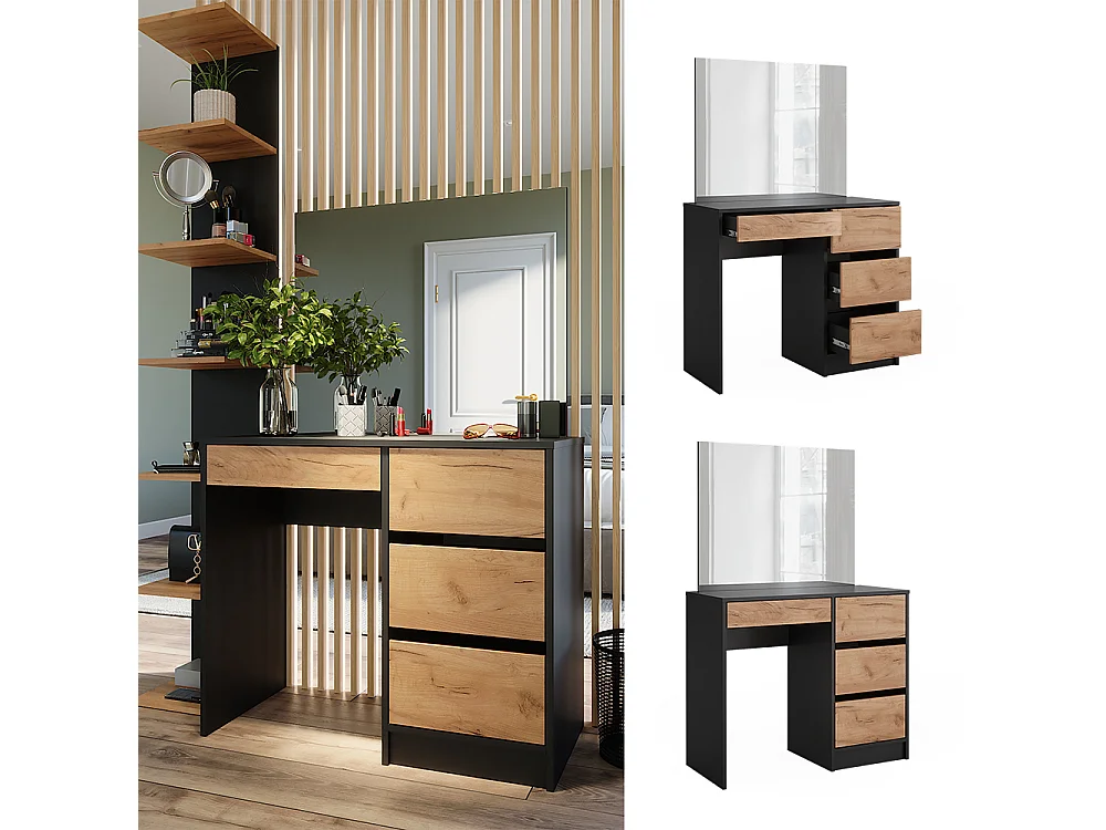 Tocador antracita/roble dorado 90x40x75 sherry