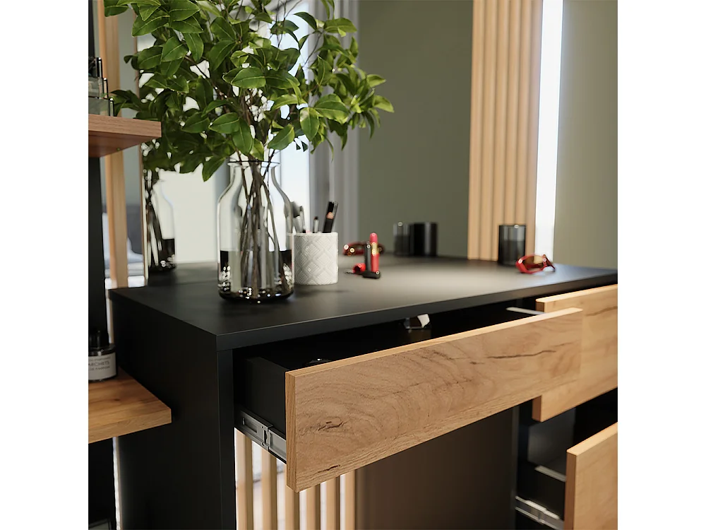 Coiffeuse anthracite/chêne doré 90x40x75 sherry