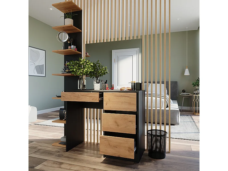 Tocador antracita/roble dorado 90x40x75 sherry