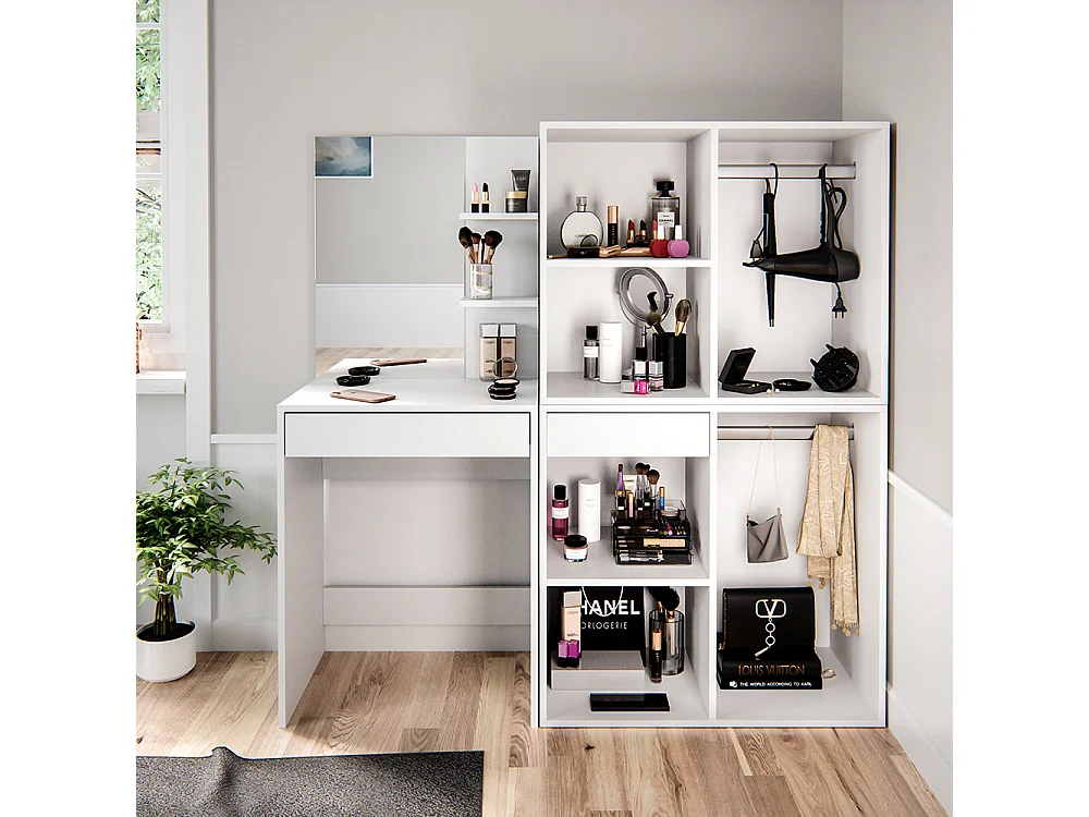 Coiffeuse blanc 140x40x140 isabelle