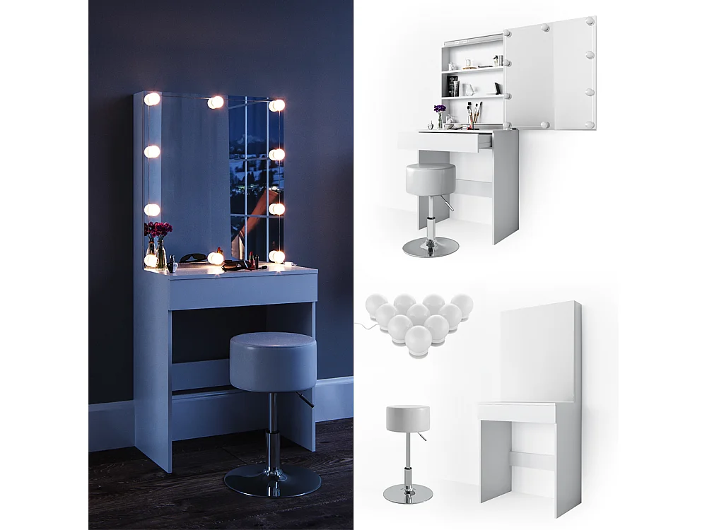 Coiffeuse blanc 68x42x155 melle