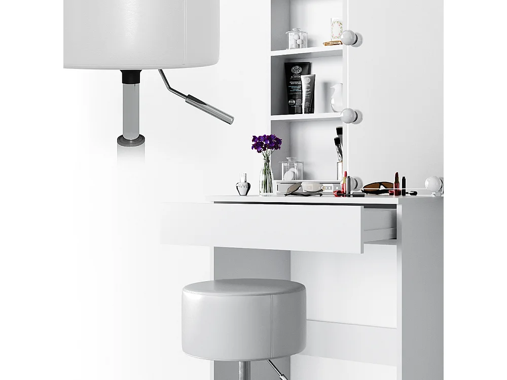 Kaptafel set met kruk wit 68x42x155 melle