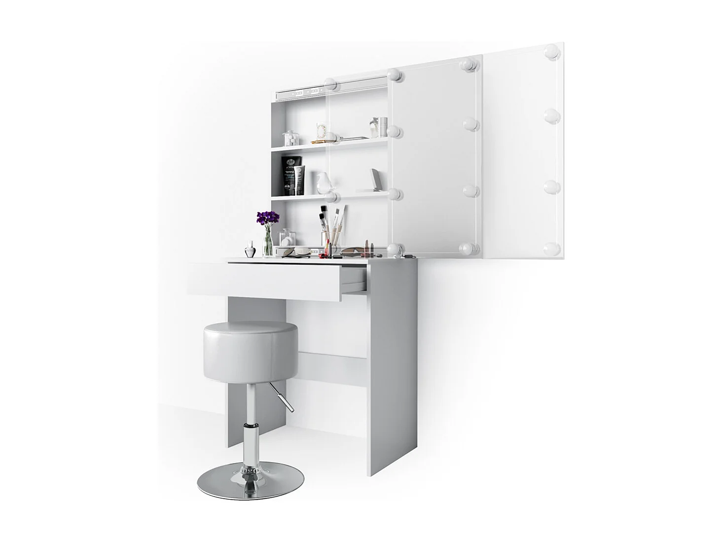 Kaptafel set met kruk wit 68x42x155 melle