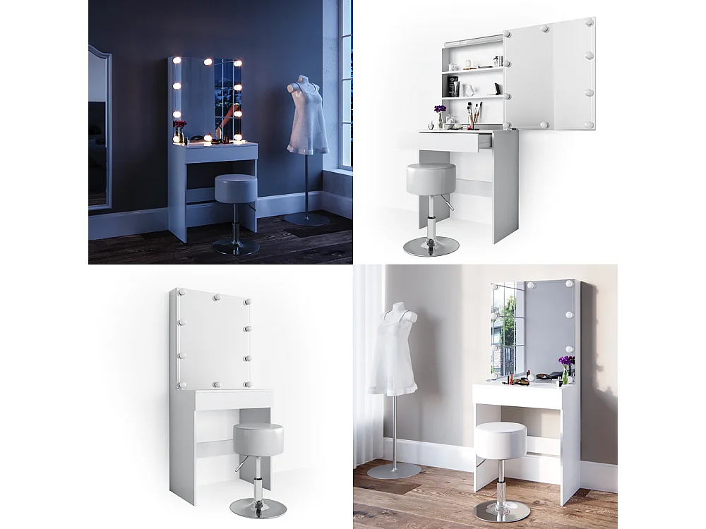 Kaptafel set met kruk wit 68x42x155 melle