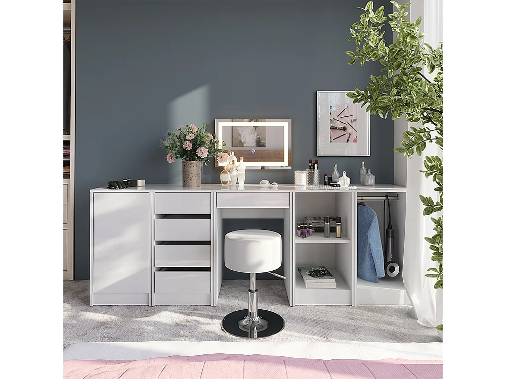 Coiffeuse blanc/blanc brillant 51.4x50.1x76 sherry