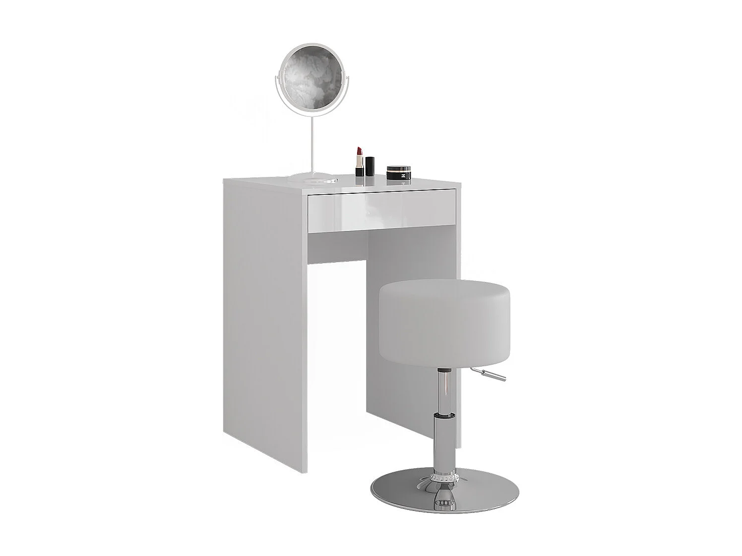 Schminktisch weiß/weiß hochglanz 51.4x50.1x76 sherry
