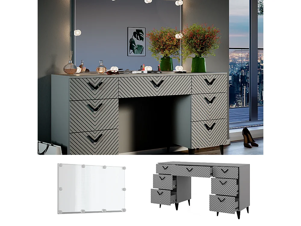 Kaptafel met licht grijs 150x45x78.1 anett