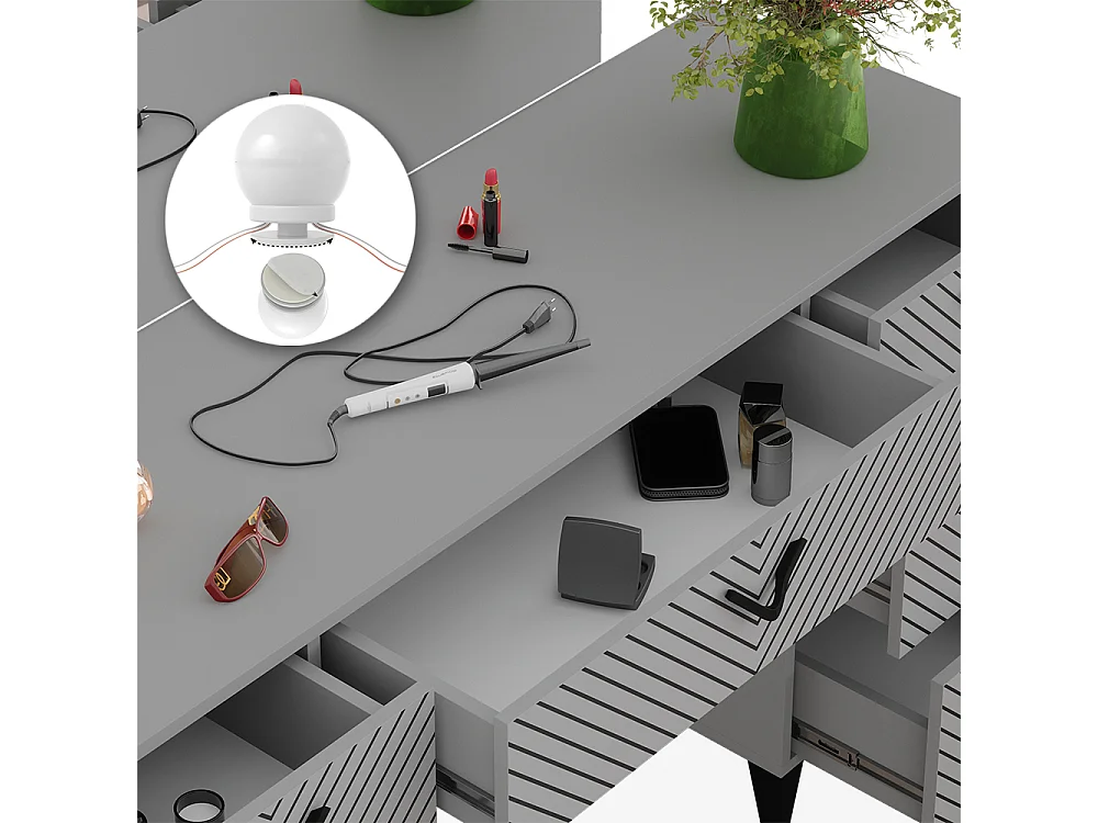 Coiffeuse gris 150x45x78.1 anett