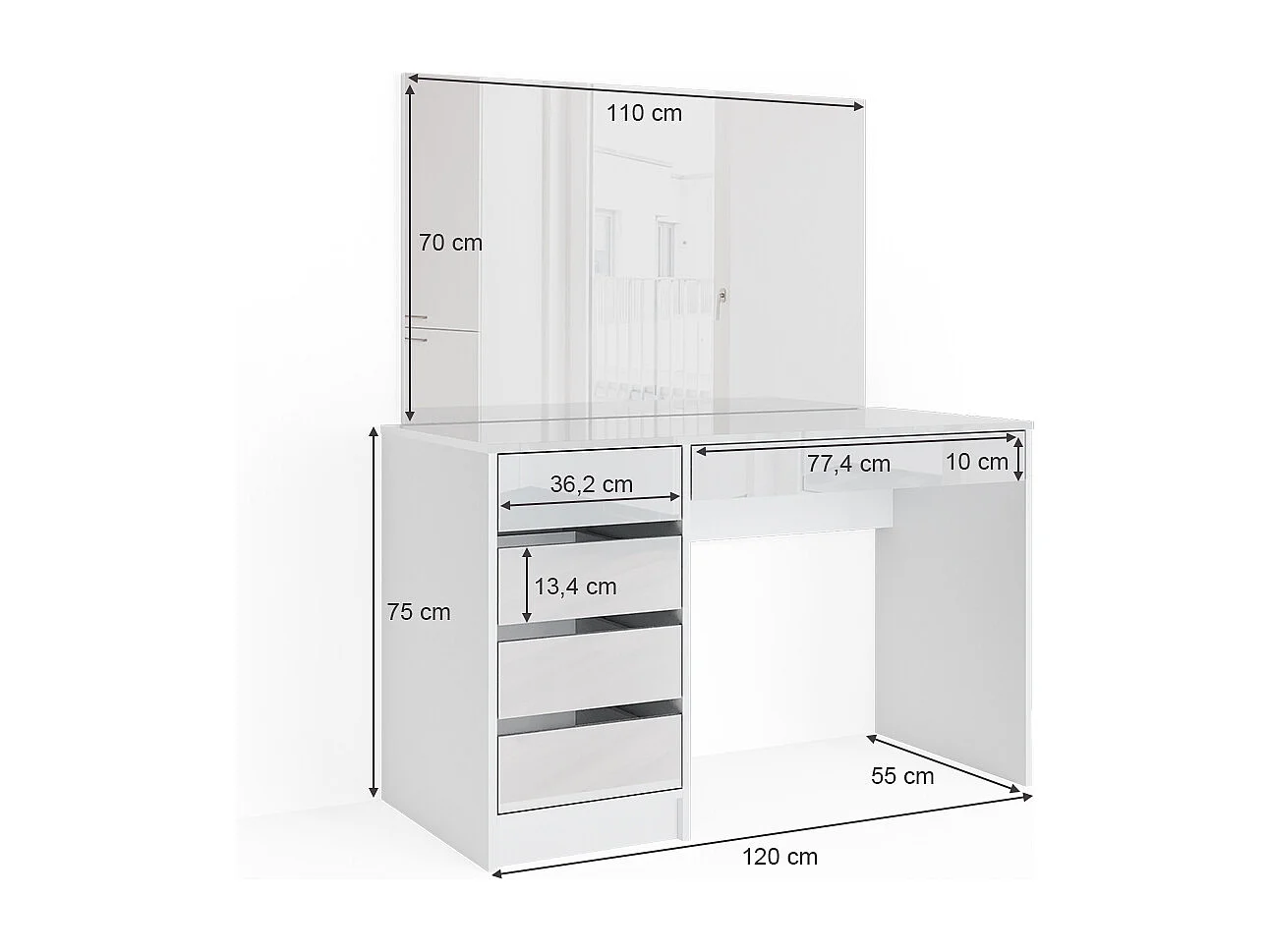 Coiffeuse blanc 120x55x75 sherry